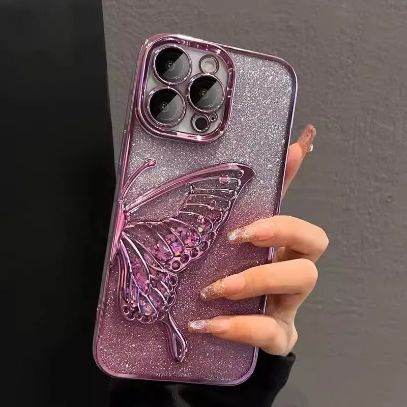 Butterfly Glitter Case For iPhone