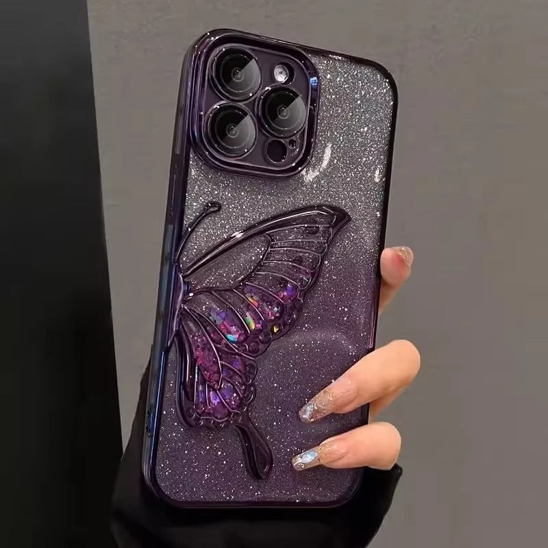 Butterfly Glitter Case For iPhone
