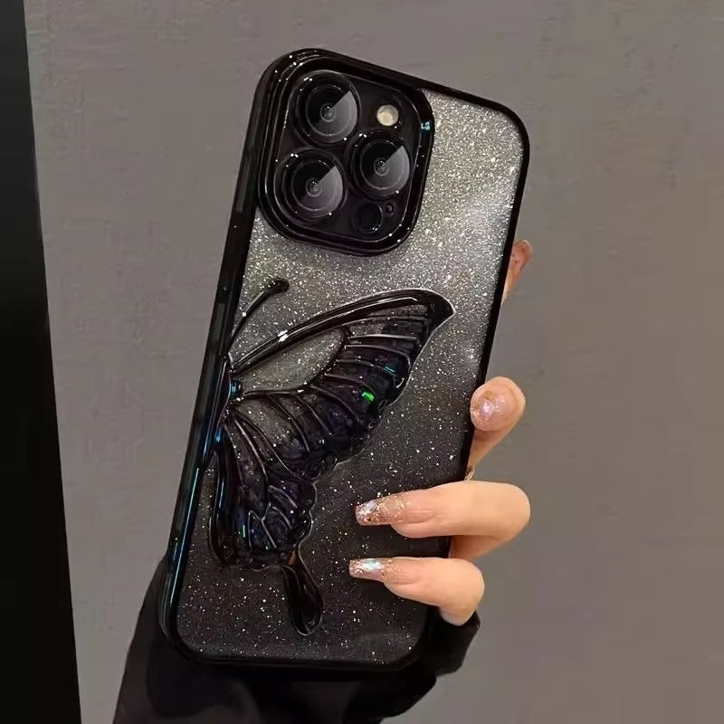 Butterfly Glitter Case For iPhone