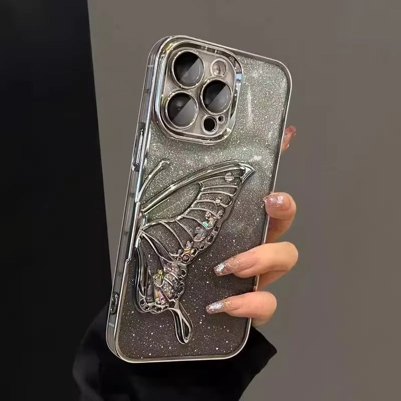 Butterfly Glitter Case For iPhone