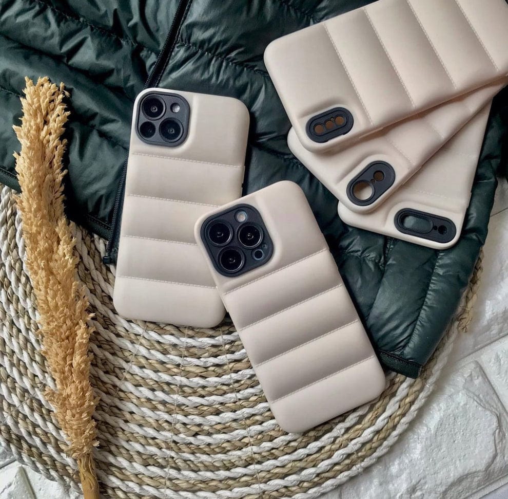 WHITE PUFFER JACKET STYLE CASE FOR IPHONE
