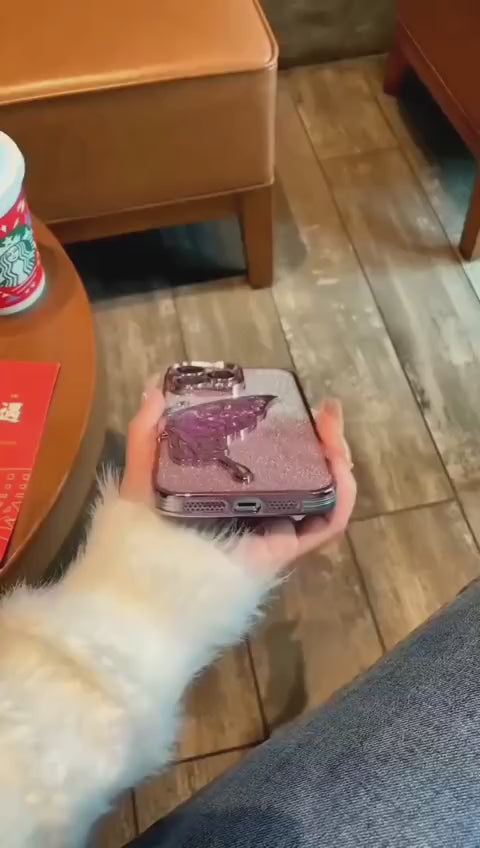 Butterfly Glitter Case For iPhone